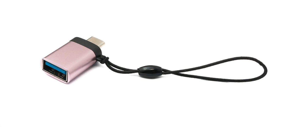USB 3.1 Adapter Typ C Stecker zu 3.0 Typ A Buchse Schlaufe in Pink | System-S