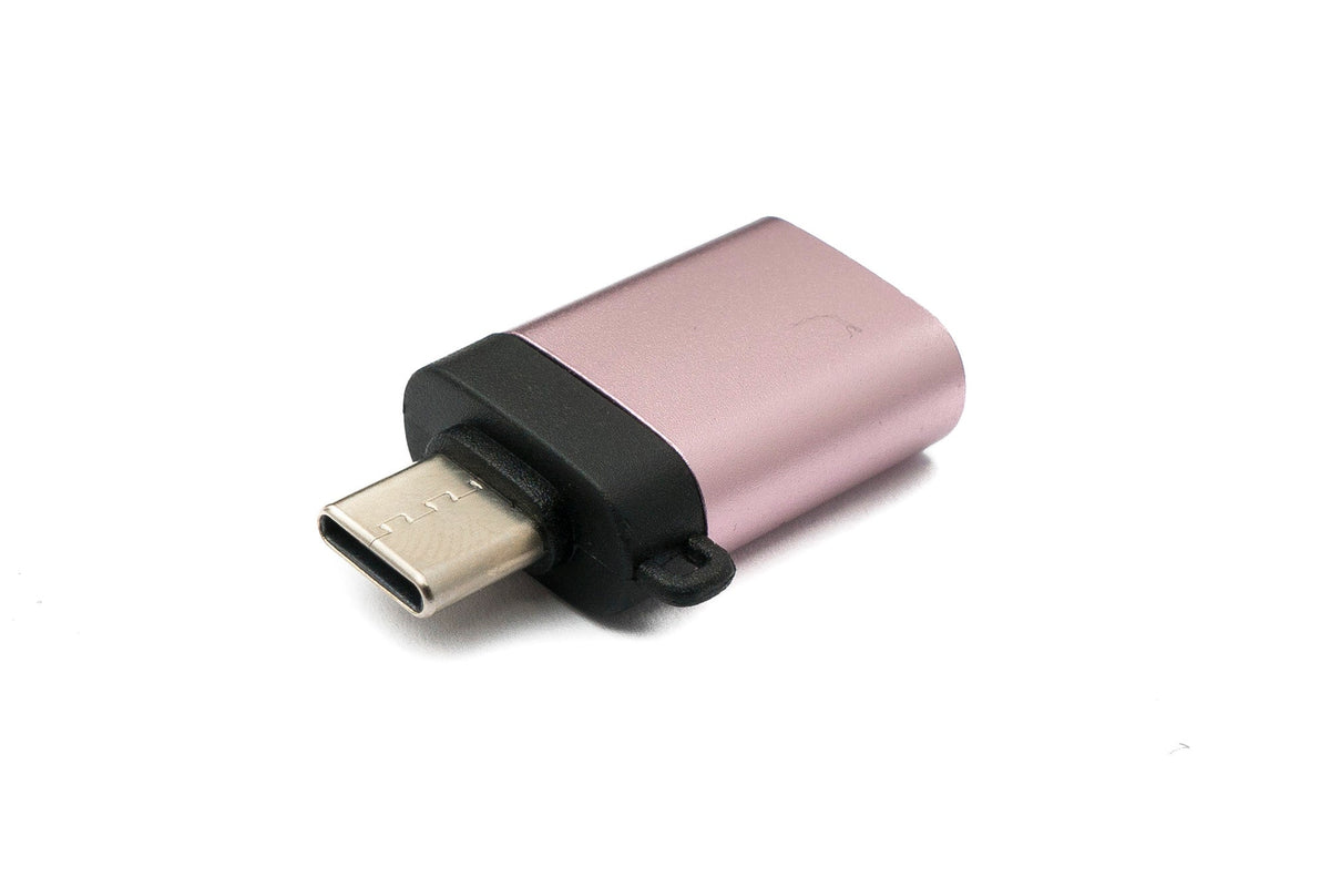 USB 3.1 Adapter Typ C Stecker zu 3.0 Typ A Buchse Schlaufe in Pink | System-S