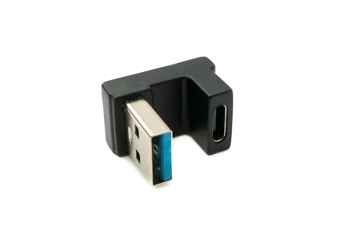USB 3.1 Gen 2 U Turn 180° Adapter Typ C Buchse zu 3.0 Typ A Stecker in Schwarz | System-S