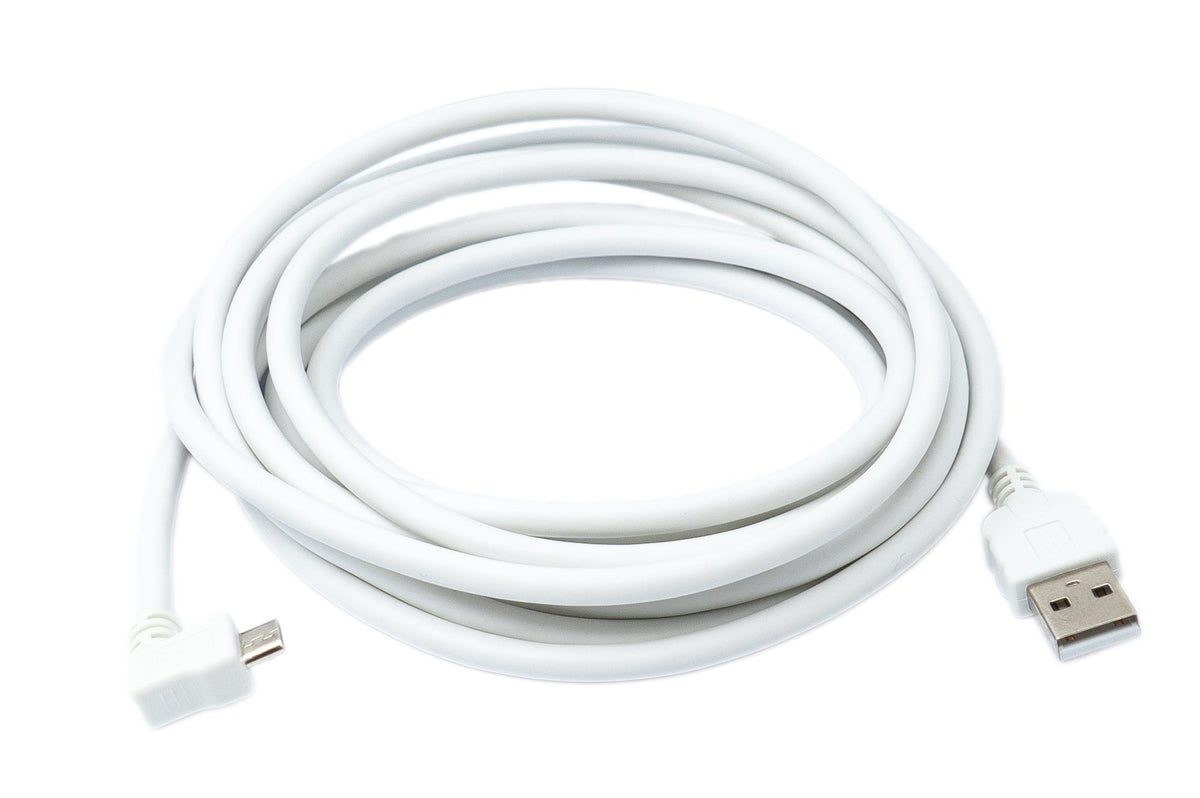 USB 2.0 Kabel 300 cm Micro B Stecker zu Typ A Stecker Winkel in Weiß | System-S
