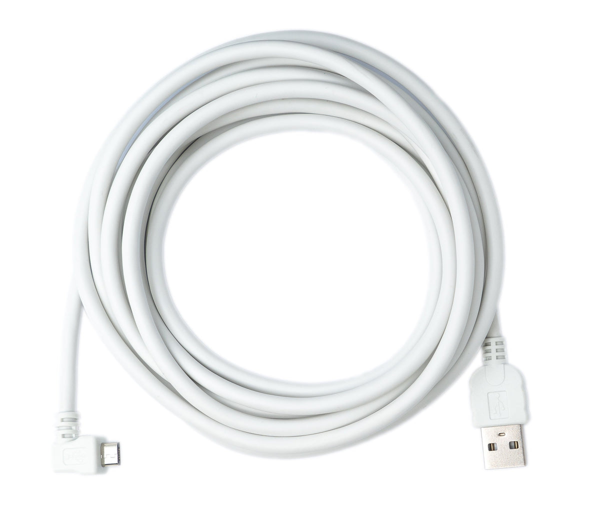 USB 2.0 Kabel 300 cm Micro B Stecker zu Typ A Stecker Winkel in Weiß | System-S
