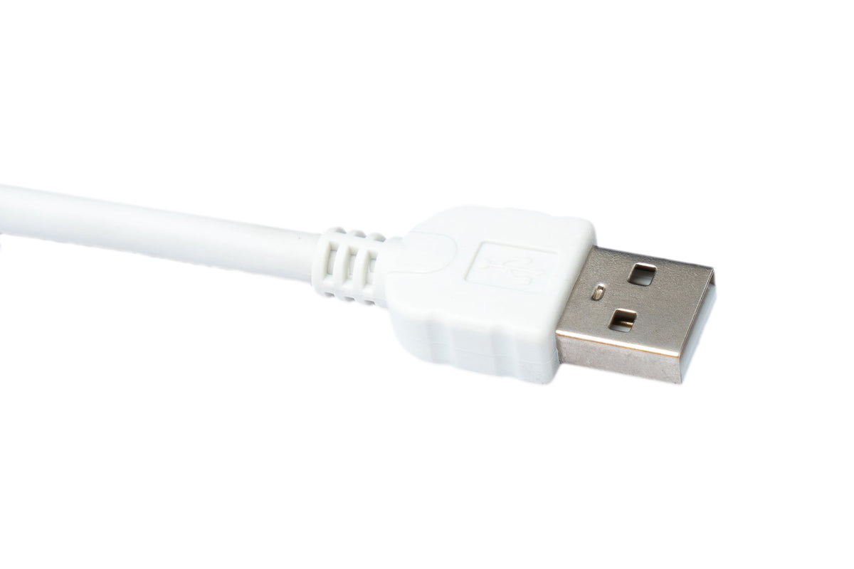 USB 2.0 Kabel 300 cm Micro B Stecker zu Typ A Stecker Winkel in Weiß | System-S