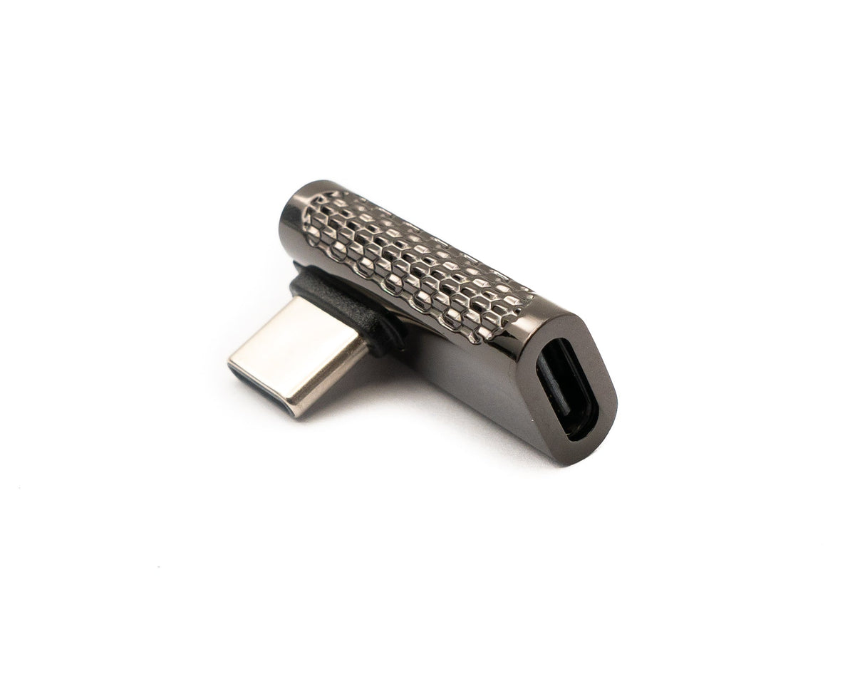 USB 3.2 Gen 2 Adapter Typ C Stecker zu Buchse Winkel Kabel in Grau | System-S