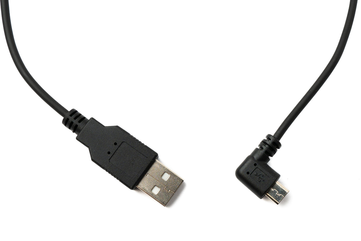 USB 2.0 Kabel 120 cm Typ A Stecker zu Micro B Stecker Spirale Winkel in Schwarz | System-S