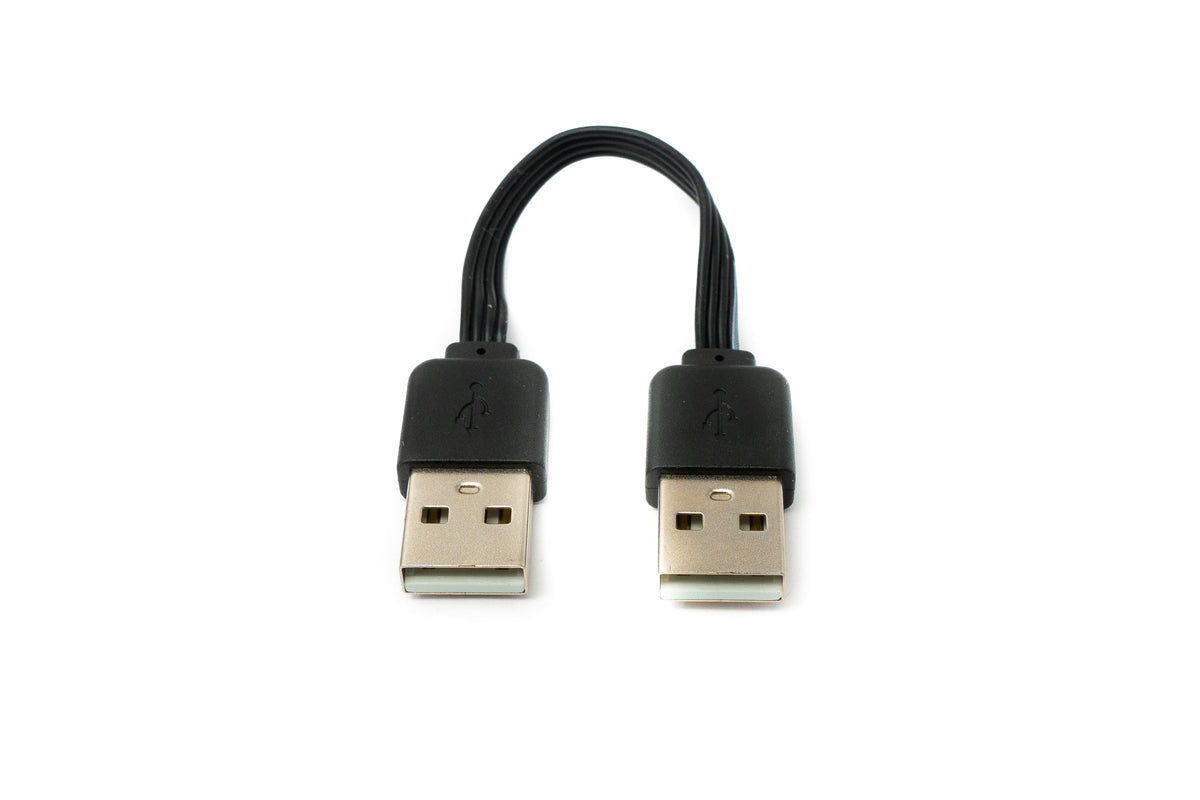 USB 2.0 Kabel 10 cm Typ A Stecker zu Stecker Adapter kurz flach in Schwarz | System-S
