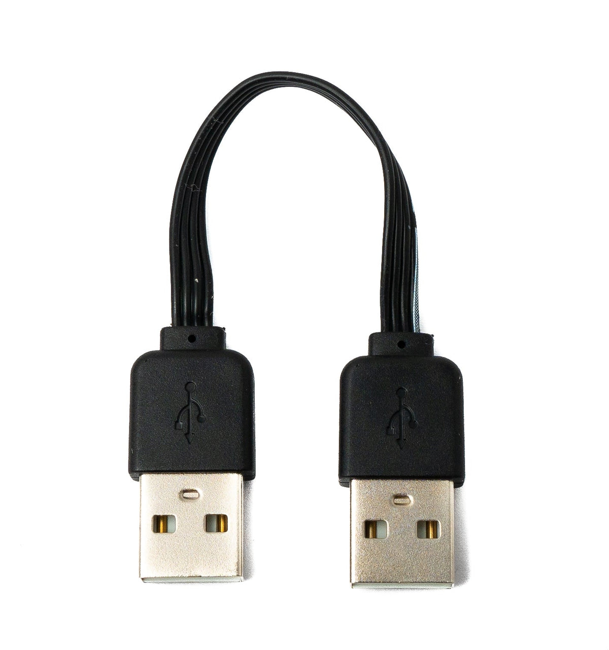 USB 2.0 Kabel 10 cm Typ A Stecker zu Stecker Adapter kurz flach in Schwarz | System-S