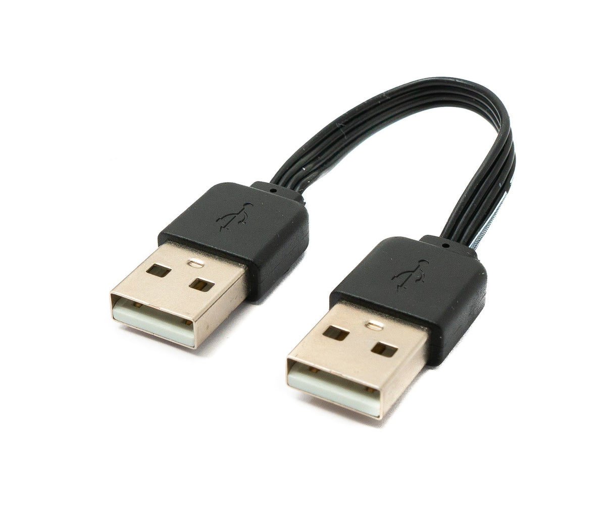 USB 2.0 Kabel 10 cm Typ A Stecker zu Stecker Adapter kurz flach in Schwarz | System-S