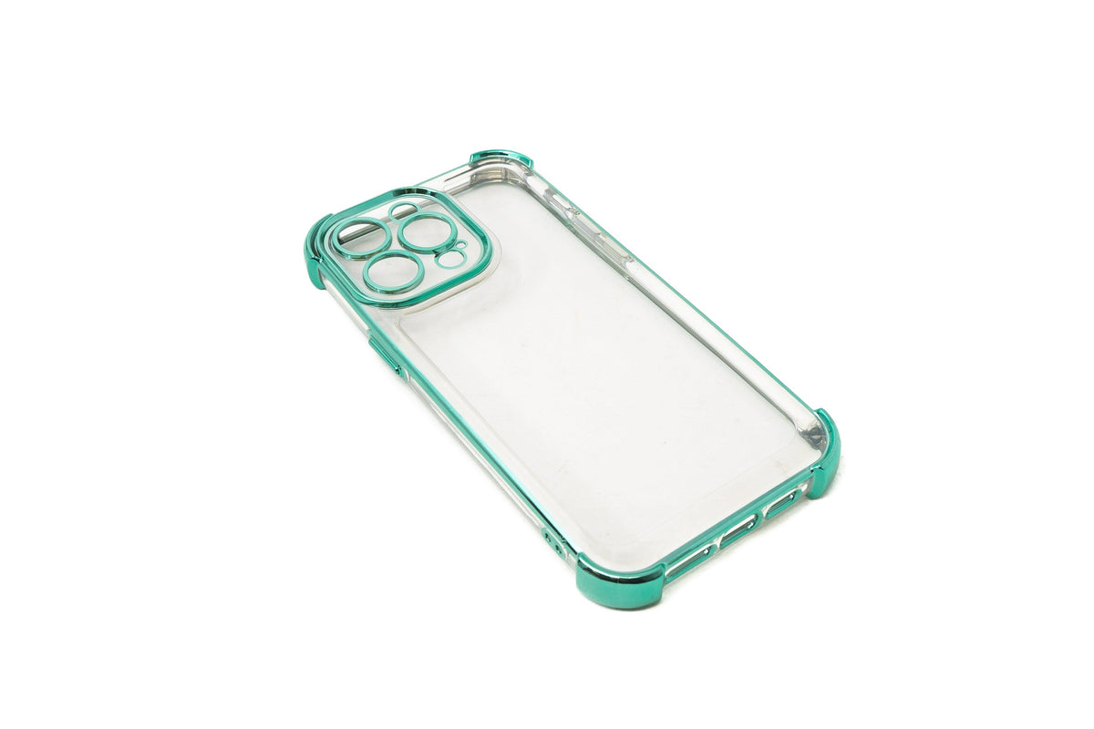 Schutzhülle stoßfest aus TPU Glanz Grün Transparent Hülle für iPhone 14 Pro Max | System-S