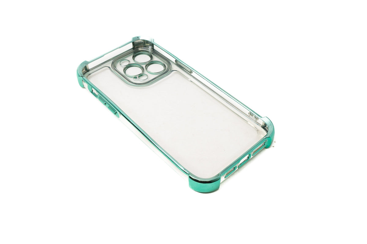 Schutzhülle stoßfest aus TPU Glanz Grün Transparent Hülle für iPhone 14 Pro Max | System-S