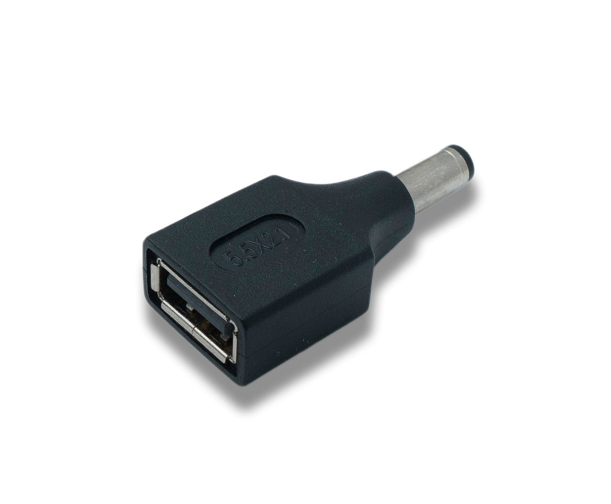 DC Adapter 20V 5,5 x 2,1 Stecker zu USB 2.0 Buchse Kabel in Schwarz | System-S