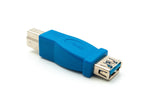 USB 3.0 Adapter Typ B Stecker zu Typ A Buchse Kabel in Blau | System-S