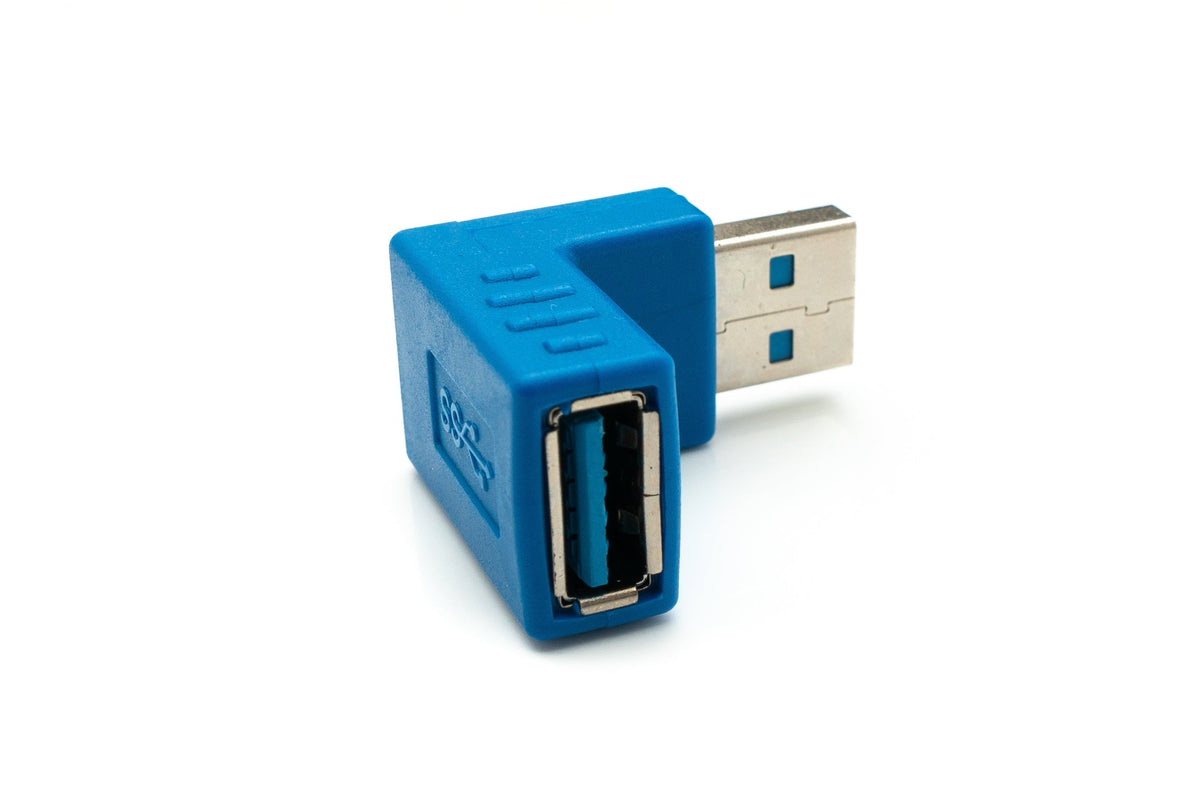 USB 3.0 Adapter Typ A Stecker zu Buchse Winkel Kabel in Blau | System-S