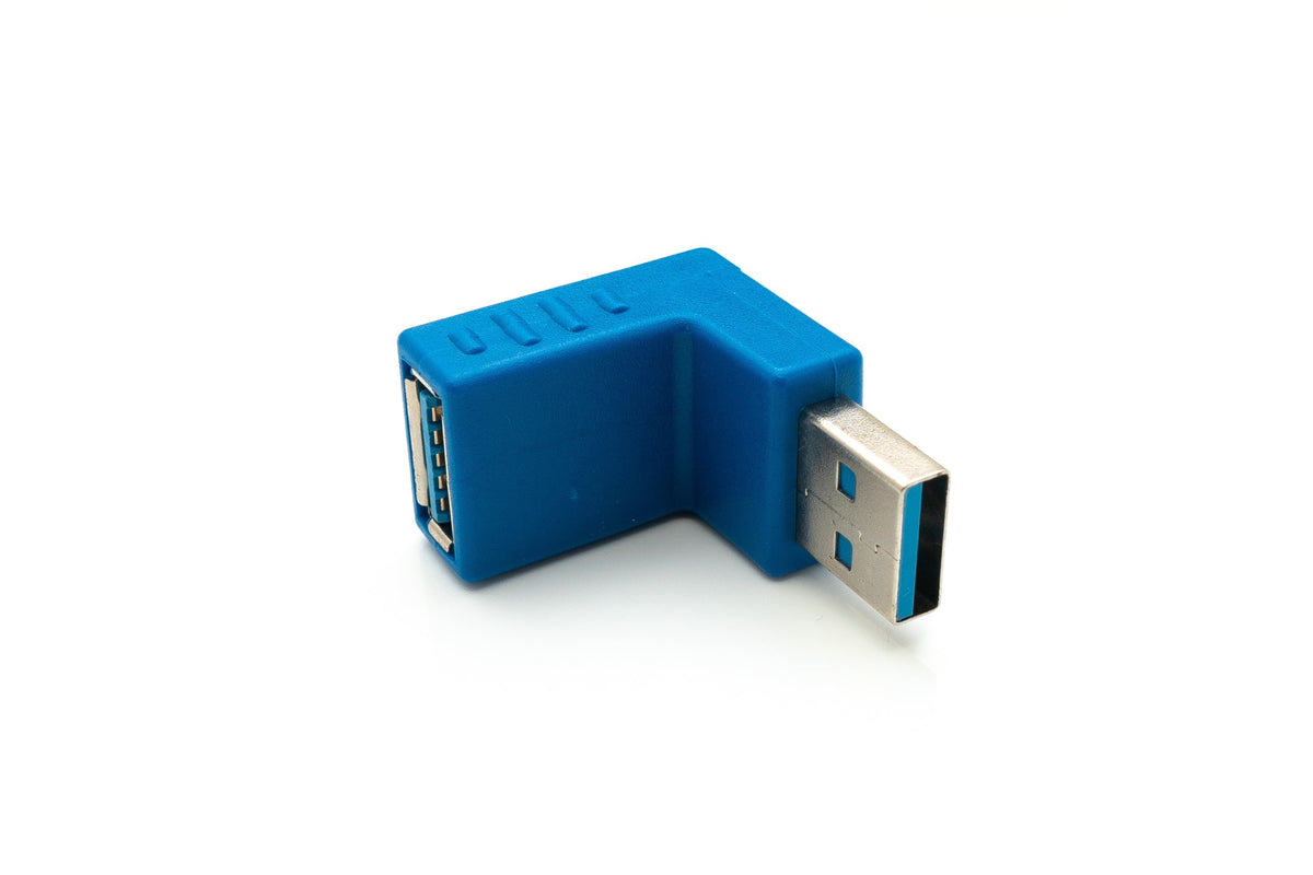 USB 3.0 Adapter Typ A Stecker zu Buchse Winkel Kabel in Blau | System-S