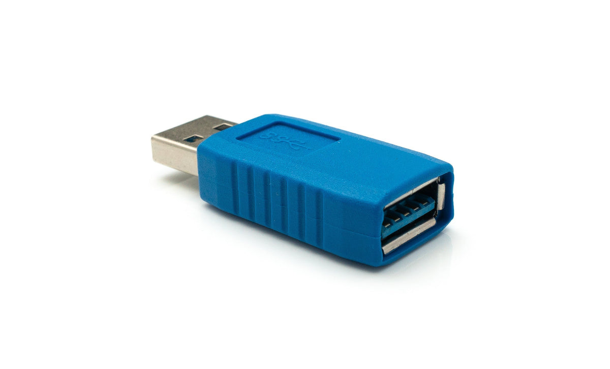 USB 3.0 Adapter Typ A Stecker zu Buchse Kabel in Blau | System-S