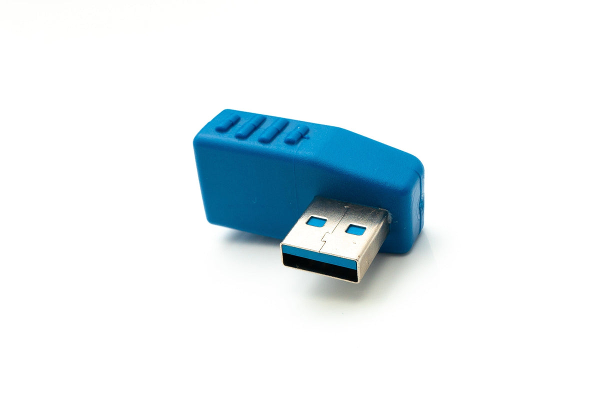 USB 3.0 Adapter Typ A Stecker zu Buchse Winkel Kabel in Blau | System-S