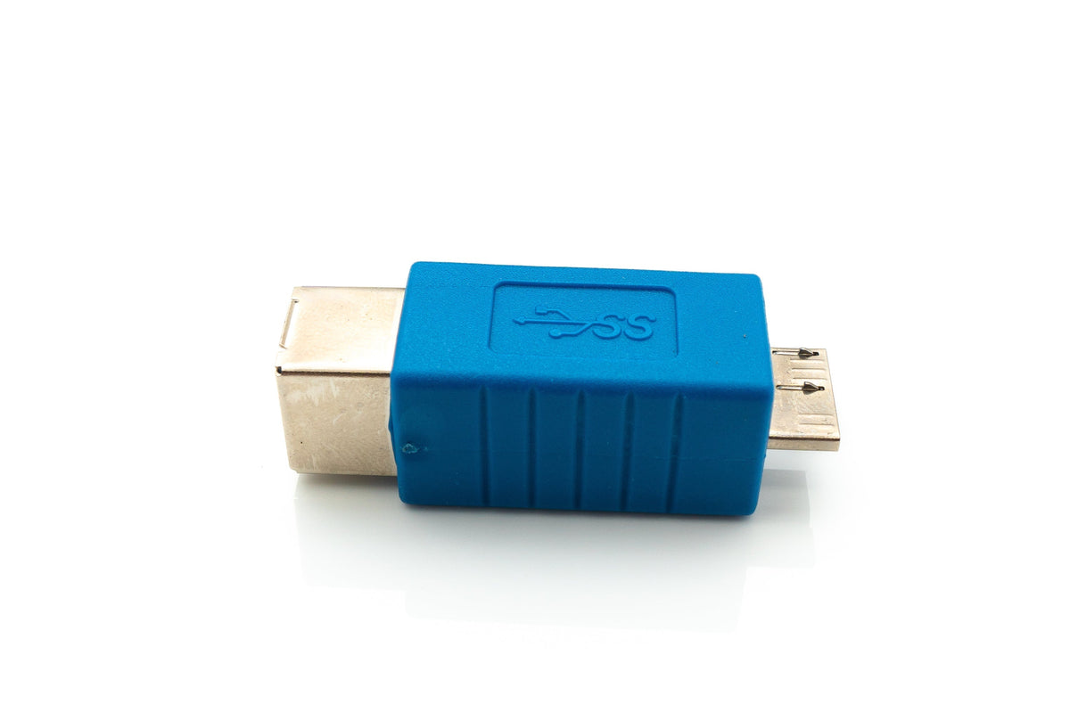 USB 3.0 Adapter Typ B Buchse zu Micro B Stecker Kabel in Blau | System-S