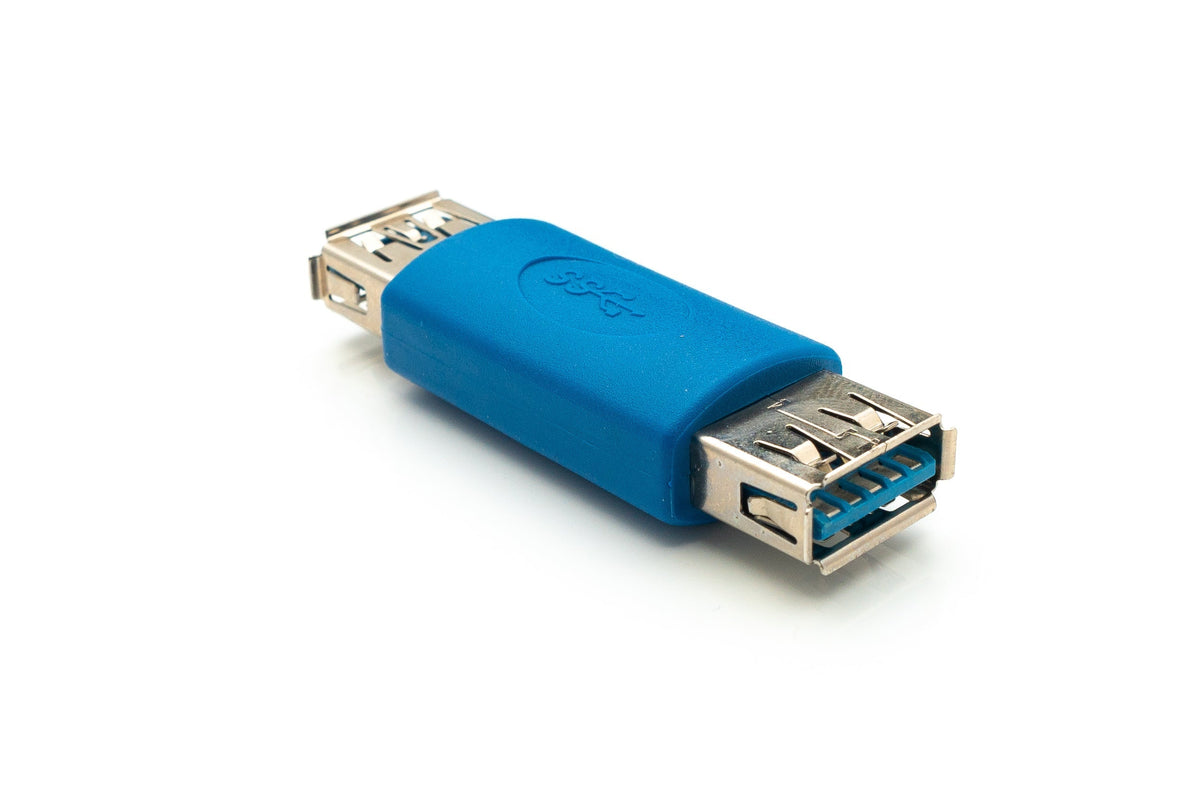 USB 3.0 Adapter Typ A Buchse zu Buchse Kabel in Blau | System-S