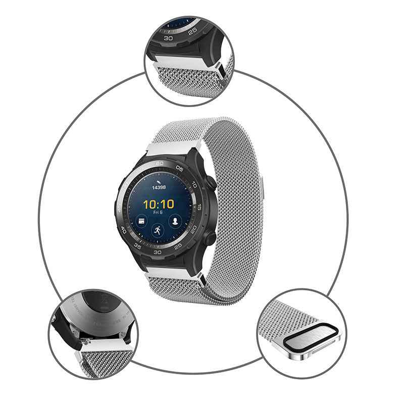 Armband 20 mm Milanese aus Metall breit für Samsung Galaxy Watch 4 Smartwatch | System-S