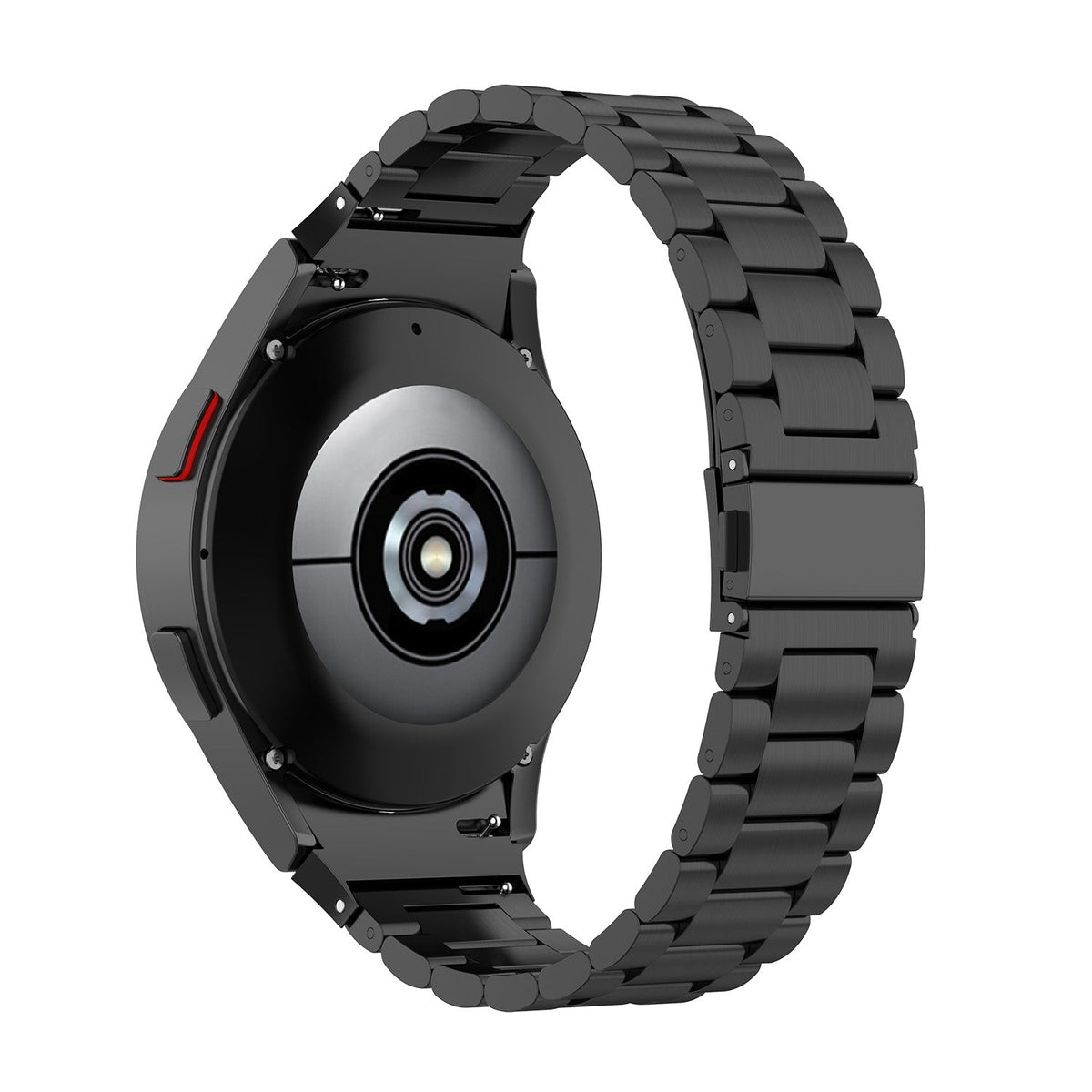 Armband 22mm aus rostfreiem Stahl mit Kippfaltschließe für Smartwatch in Schwarz | System-S