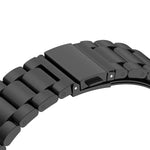 Armband 22mm aus rostfreiem Stahl mit Kippfaltschließe für Smartwatch in Schwarz | System-S