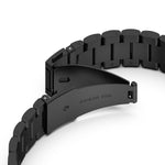 Armband 22mm aus rostfreiem Stahl mit Kippfaltschließe für Smartwatch in Schwarz | System-S