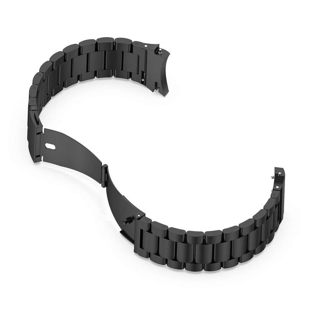 Armband 22mm aus rostfreiem Stahl mit Kippfaltschließe für Smartwatch in Schwarz | System-S