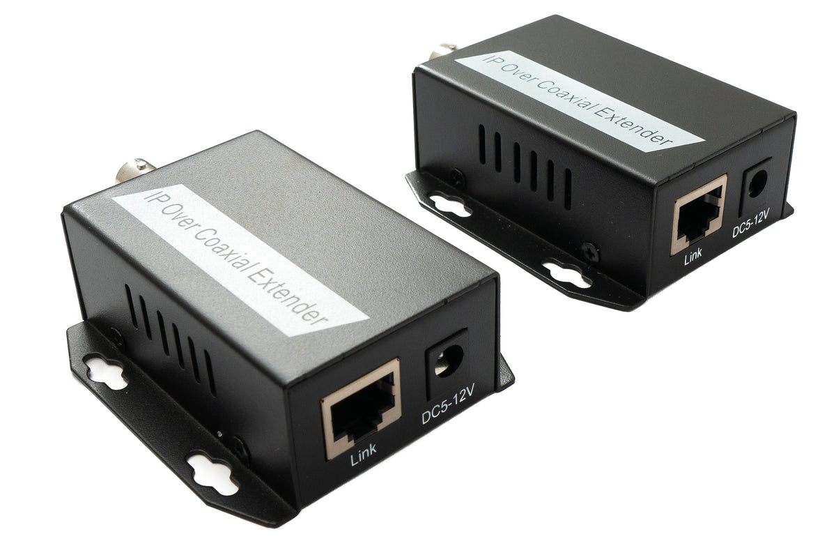 75 Ohm IP Extender Set LAN RJ45 zu BNC Koaxialkabel in Schwarz | System-S