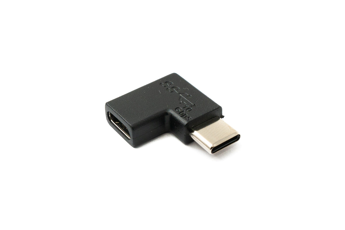 USB 3.1 Adapter Typ C Stecker zu Buchse Winkel Kabel in Schwarz | System-S