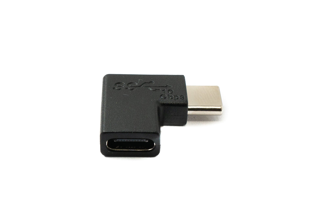 USB 3.1 Adapter Typ C Stecker zu Buchse Winkel Kabel in Schwarz | System-S