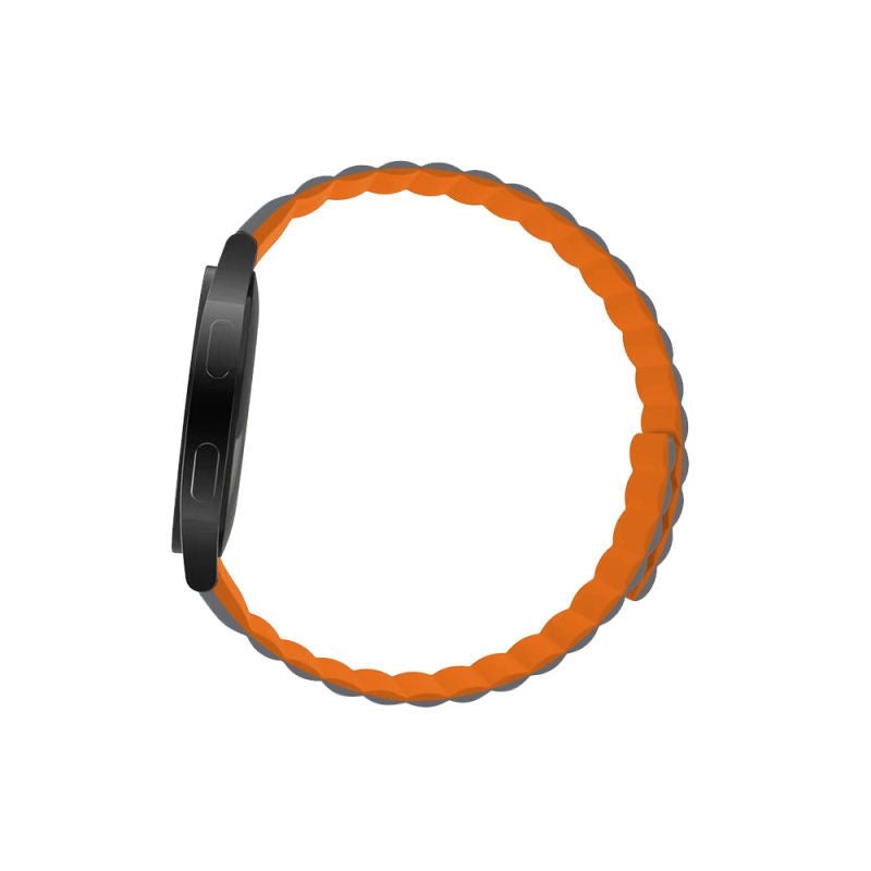 Armband 20 mm aus Silikon magnetisch für Smartwatch in Orange Grau | System-S