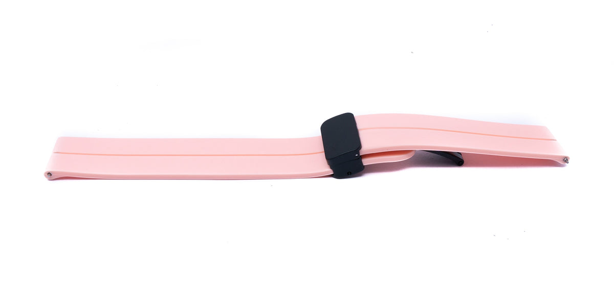 Armband 20 mm aus Silikon mit Kippfaltschließe für Smartwatch in Pink | System-S