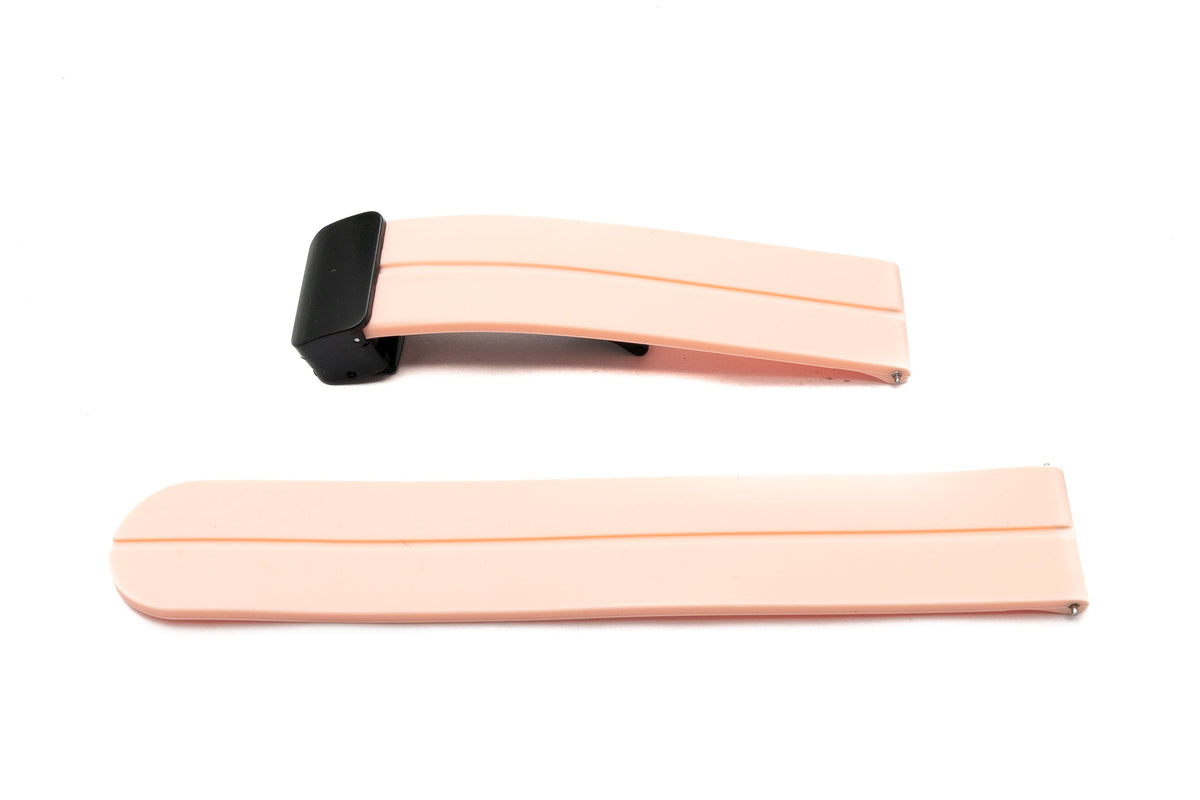 Armband 20 mm aus Silikon mit Kippfaltschließe für Smartwatch in Pink | System-S