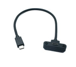 USB 3.1 Gen 2 Kabel 30 cm Typ C Stecker zu Buchse Flat Panel Mount 10 Gbit/s 100W | System-S