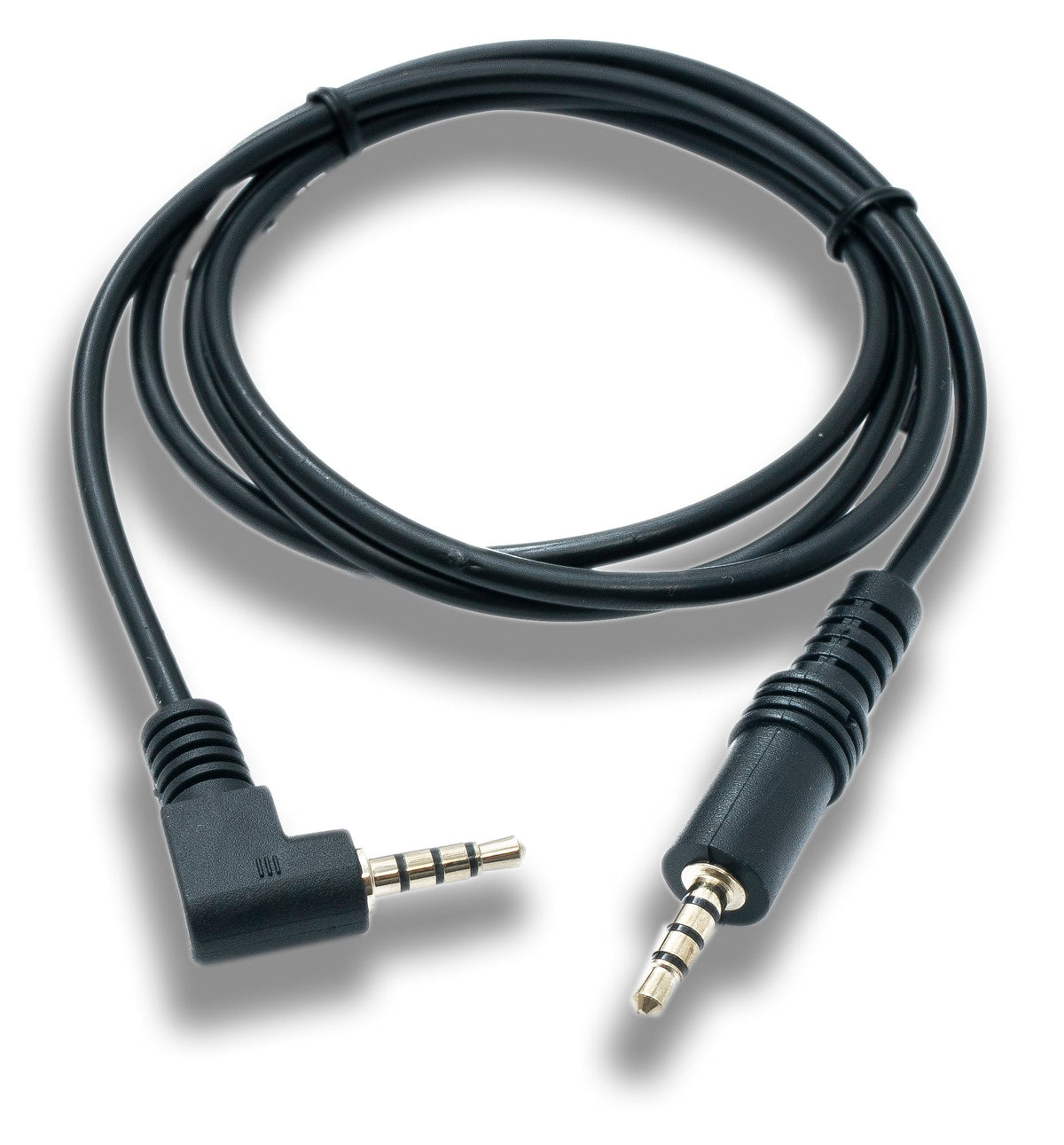 Audio Klinke Kabel 100 cm 3,5 mm TRRS Stecker zu Stecker Winkel AUX Schwarz | System-S