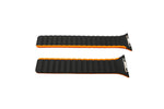 Armband 42 44 45 49 mm aus Silikon flexibel magnetisch für Apple Watch Smartwatch Schwarz Orange | System-S