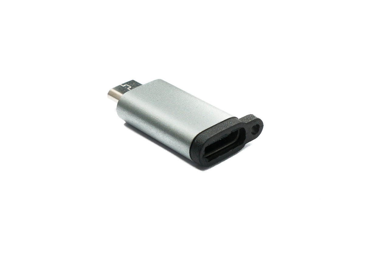USB 3.1 Adapter Typ C Buchse zu 2.0 Micro B Stecker Schlaufe in Grau | System-S