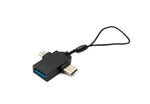 USB Y Adapter 3.1 Typ C & 2.0 Micro B Stecker zu 3.0 A Buchse Schlaufe in Schwarz | System-S