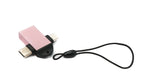 USB Y Adapter 3.1 Typ C & 2.0 Micro B Stecker zu 3.0 A Buchse Schlaufe in Pink | System-S