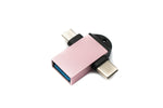USB Y Adapter 3.1 Typ C & 2.0 Micro B Stecker zu 3.0 A Buchse Schlaufe in Pink | System-S