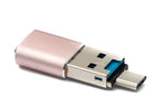 3 in 1 MicroSD Adapter Kartenleser Card Reader USB A 3.0 aus Micro USB und USB Typ C | System-S