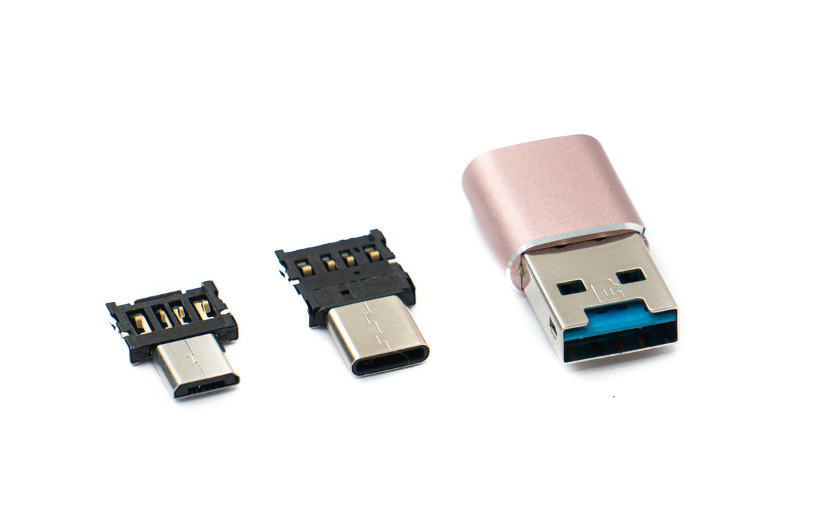 3 in 1 MicroSD Adapter Kartenleser Card Reader USB A 3.0 aus Micro USB und USB Typ C | System-S