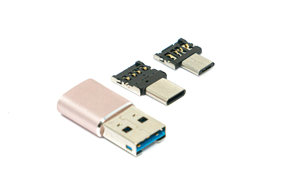 3 in 1 MicroSD Adapter Kartenleser Card Reader USB A 3.0 aus Micro USB und USB Typ C | System-S