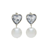 Earrings With Gemstone,Heart And Faux Pearl