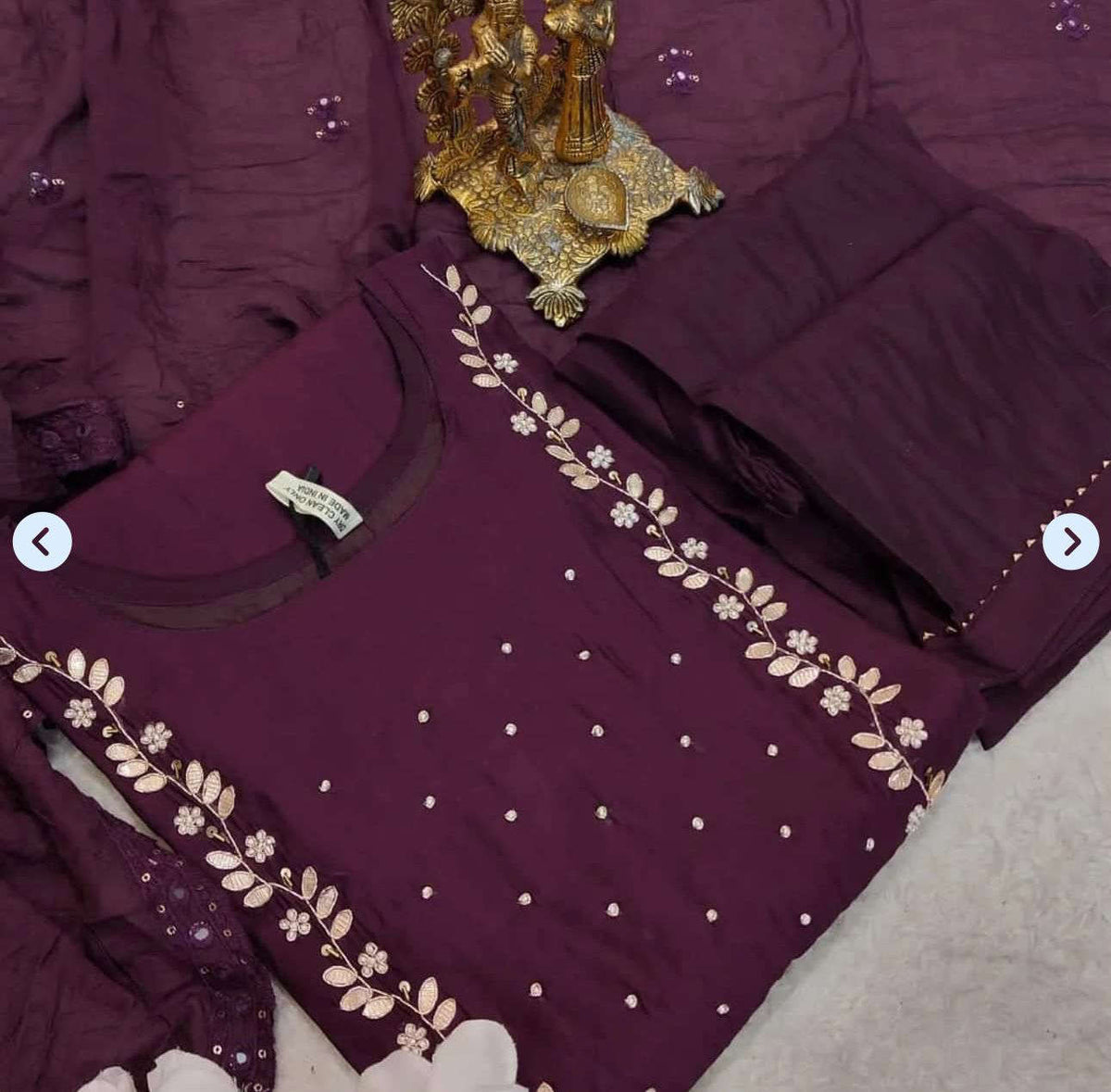 Handwork at Neck gotta Patti Pearl Dola Silk Kurta Dupatta Bottom Set Namma Markt