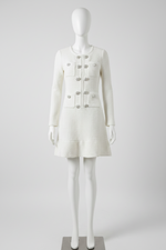 Elegantes Damen Woll-Tweedkleid Weiß