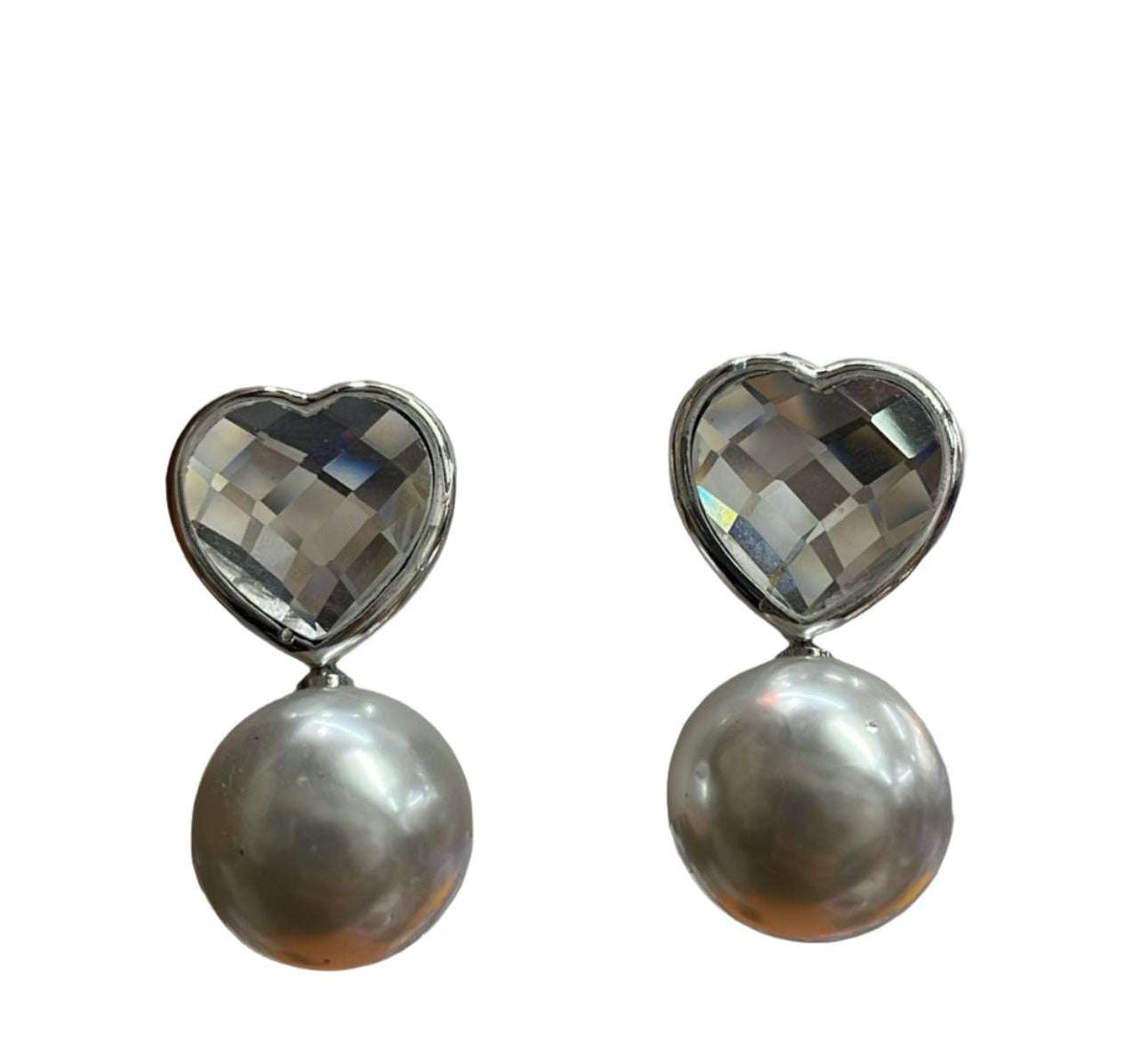 Earrings With Gemstone,Heart And Faux Pearl