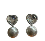 Earrings With Gemstone,Heart And Faux Pearl