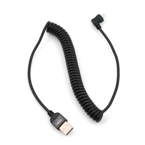 Micro USB Ladekabel Datenkabel 90° Winkelstecker Spiralkabel 50 - 135 cm | System-S