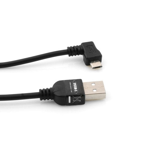 Micro USB Ladekabel Datenkabel 90° Winkelstecker Spiralkabel 50 - 135 cm | System-S