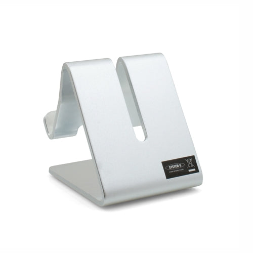 Metall Halter Ständer Stand in Silber für Handy Smartphone E-Book Reader Tablet PC | System-S